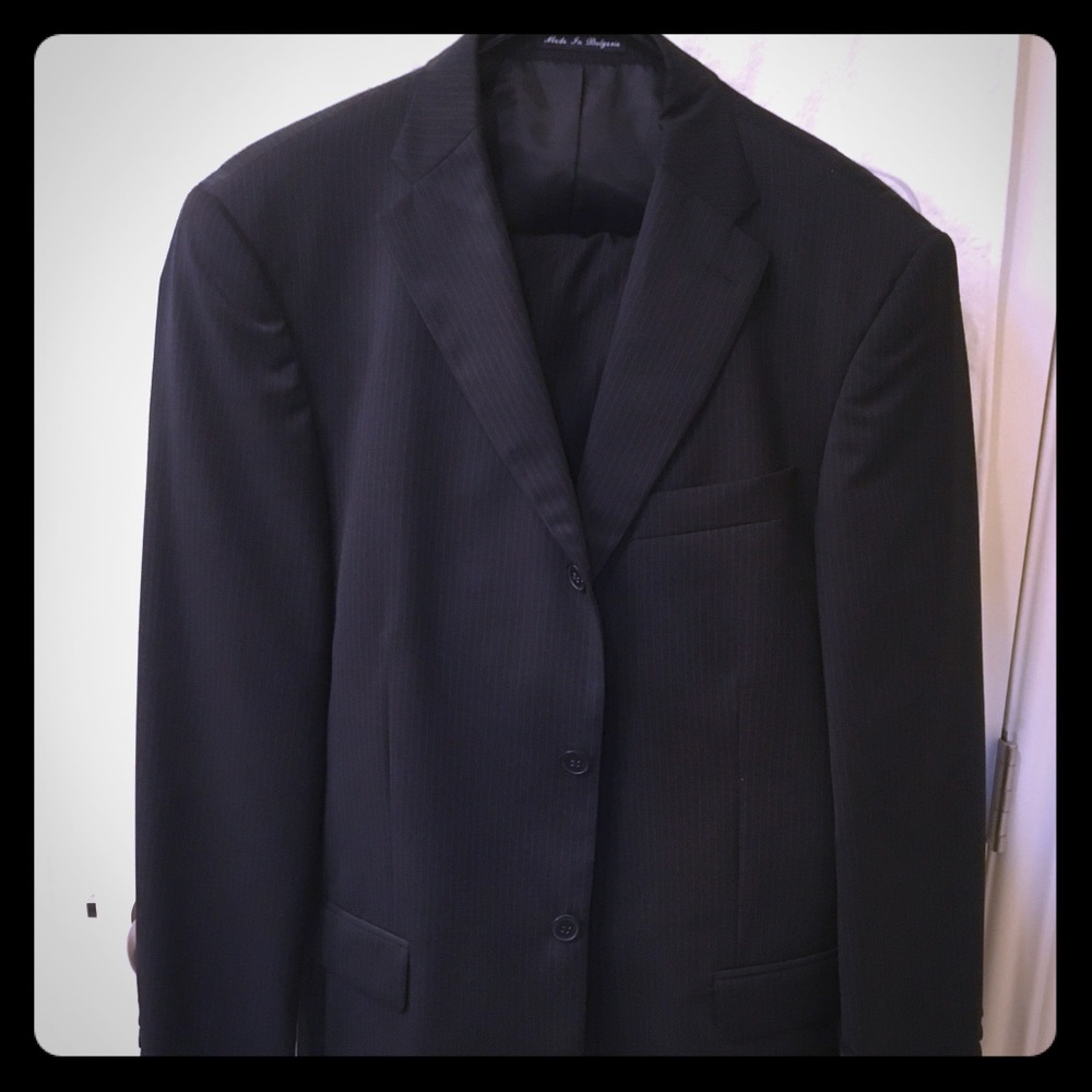 Perry Ellis Black (white) pinstripe suit